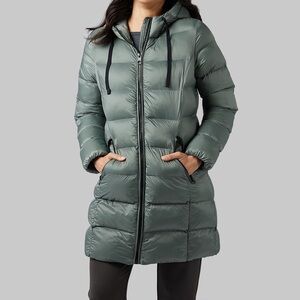 32 Degrees Agave Green 3/4 Puffer  Coat NWT